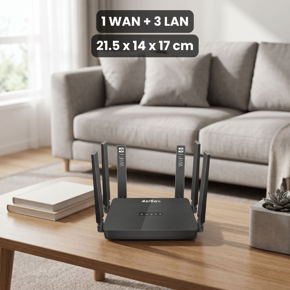 Router Wireless HASEPE® 5G 4G LTE WiFi 6 Cu Slot SIM, Router Wireless Dual Band AX, Router Wireless Cu 1WAN 3LAN, Viteza Mare Internet, 32 Dispozitive Conectate, Antene Detasabile High Gain, Acoperire [5]