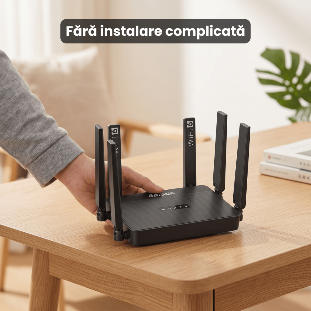 Router Wireless HASEPE® 5G 4G LTE WiFi 6 Cu Slot SIM, Router Wireless Dual Band AX, Router Wireless Portabil Cu Baterie Integrata, 1WAN 3LAN, 32 Dispozitive Conectate, Antene High Gain Detasabile, Vit [9]
