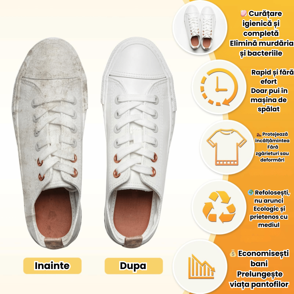 Sac Spalat Incaltaminte HASEPE pentru Masina de Spalat, Protectie Pantofi, Fibra Moale, Material Rezistent, Fermoar Premium, 39x19 cm, Galben/Albastru [6]