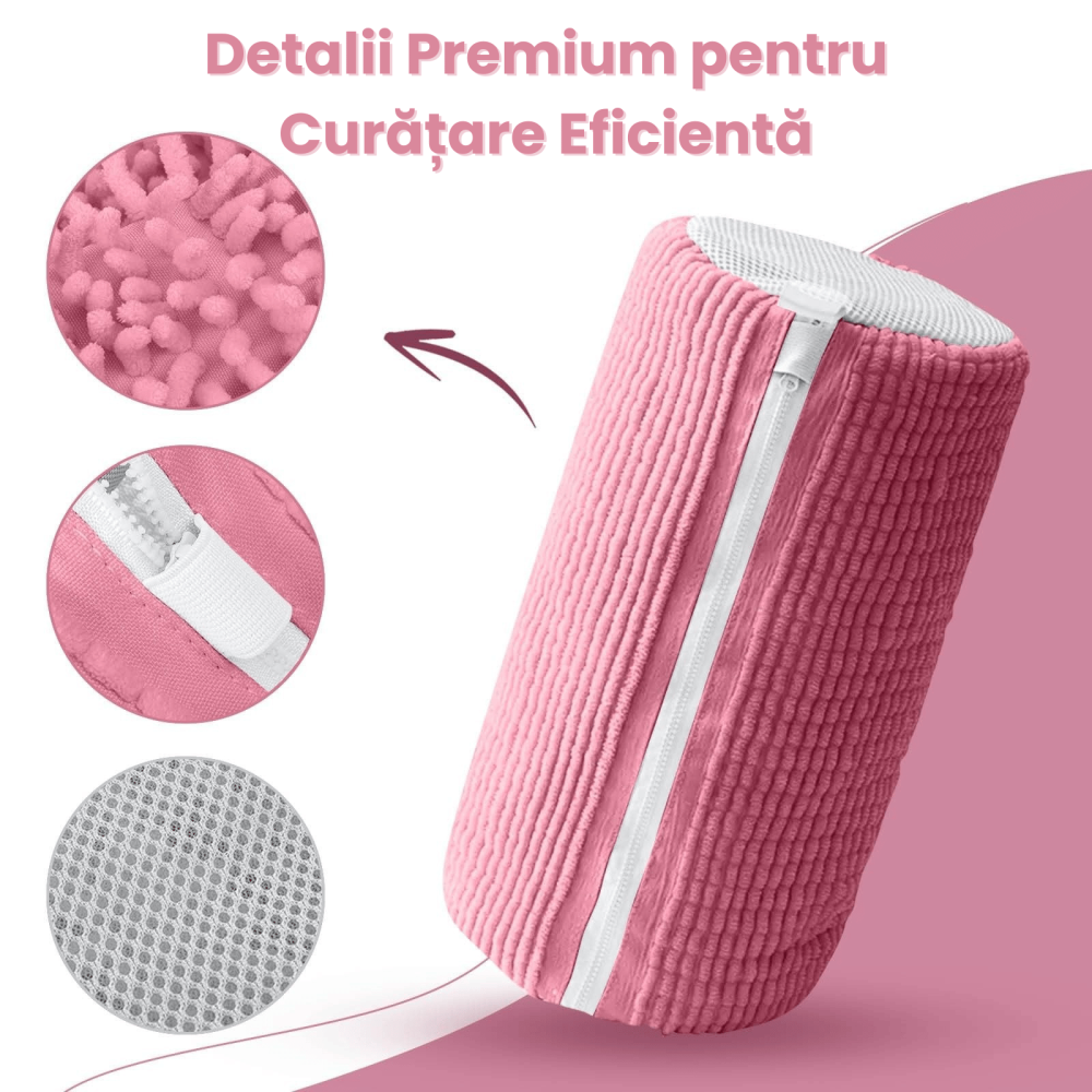 Sac Spalat Incaltaminte HASEPE pentru Masina de Spalat, Protectie Pantofi, Fibra Moale, Material Rezistent, Fermoar Premium, 39x19 cm, Roz [3]
