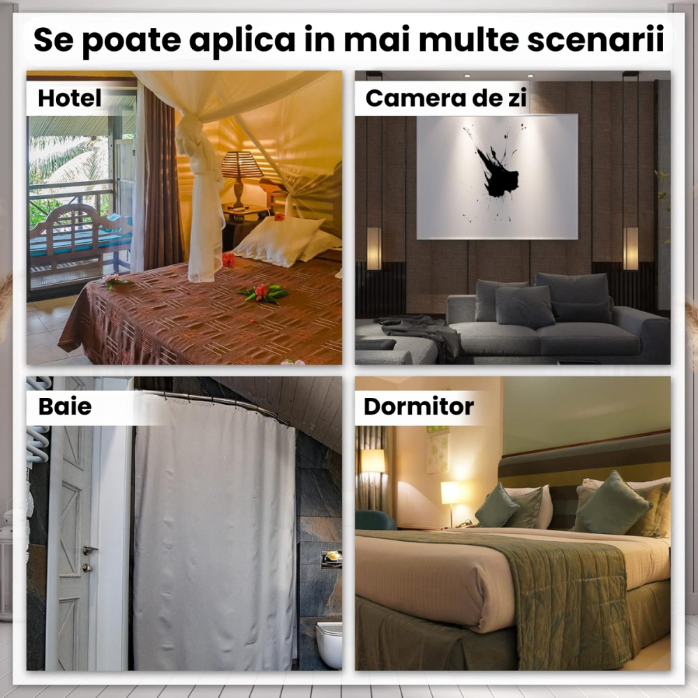 Set 10 Inele Perdea Home Sweet Paradise, Plastic Rezistent, Diametru 4 cm, Gri, Montaj Rapid, Glisare Silentioasa, Accesorii Ferestre [5]