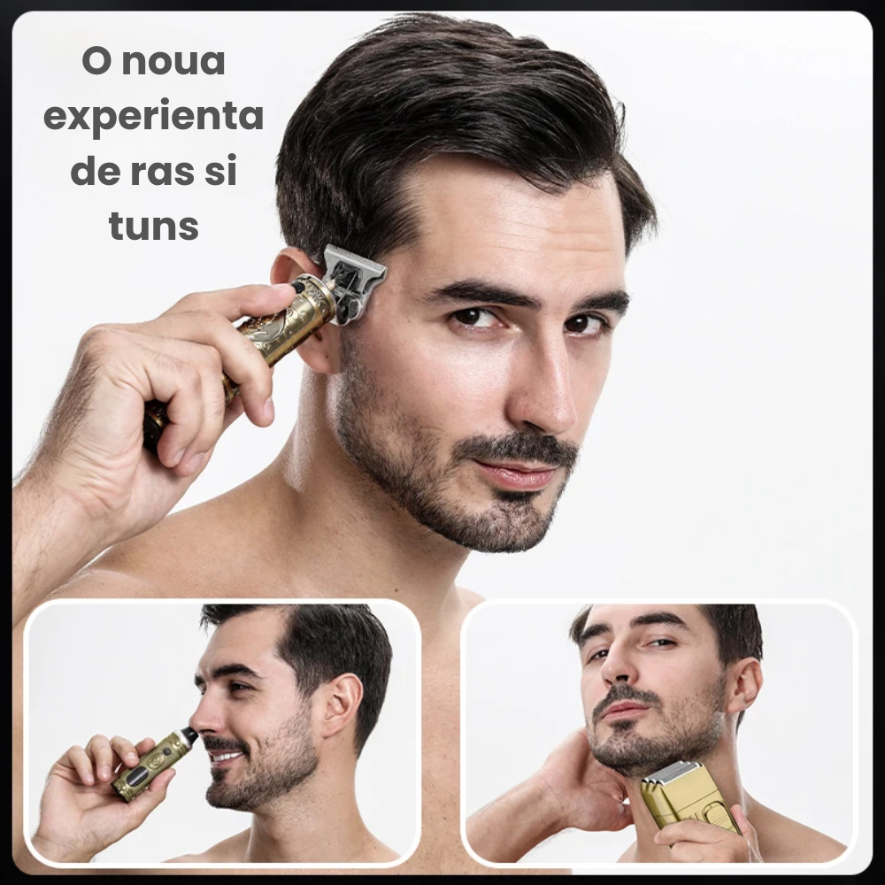 Masina de Tuns si Aparat de Ras HASEPE Profesional, Trimmer, Rezistent la Apa, Accesorii Diverse, Lame Auto-Ascutite, USB, Afisaj LCD, Pentru Par, Barba, Nas, Corp, Design Ergonomic, Baterie 1500 mAh, [6]