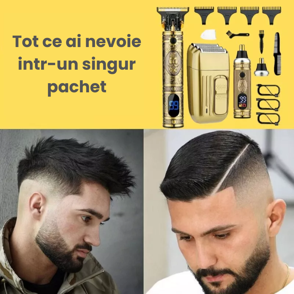 Masina de Tuns si Aparat de Ras HASEPE Profesional, Trimmer, Rezistent la Apa, Accesorii Diverse, Lame Auto-Ascutite, USB, Afisaj LCD, Pentru Par, Barba, Nas, Corp, Design Ergonomic, Baterie 1500 mAh, [7]
