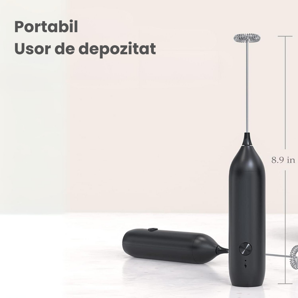 Mixer spuma lapte electric HASEPE, pentru latte, ciocolata calda, cappuccino, frappe, suport pentru depozitare, otel inoxidabil, reincarcabil, cablu USB C [5]