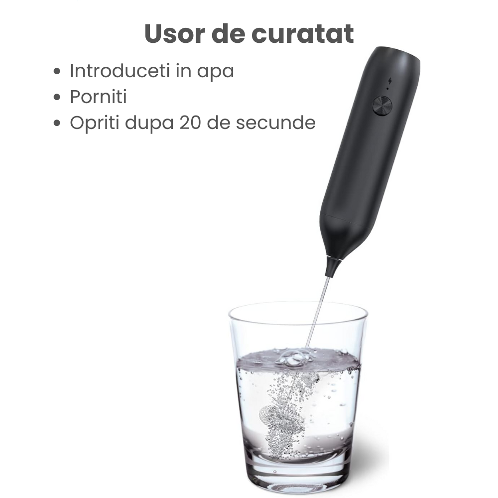 Mixer spuma lapte electric HASEPE, pentru latte, ciocolata calda, cappuccino, frappe, suport pentru depozitare, otel inoxidabil, reincarcabil, cablu USB C [3]