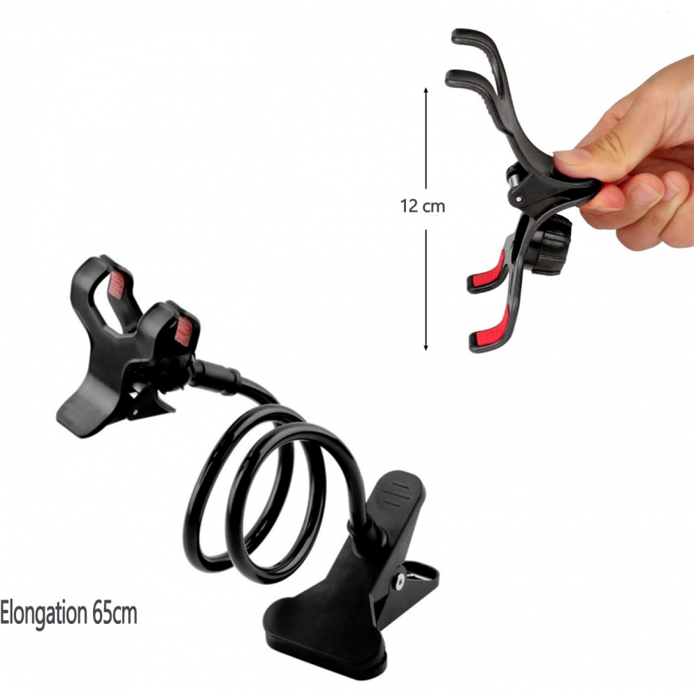 Suport pentru telefon, flexibil pana la 360 grade, prindere pentru masa sau birou, Negru [5]