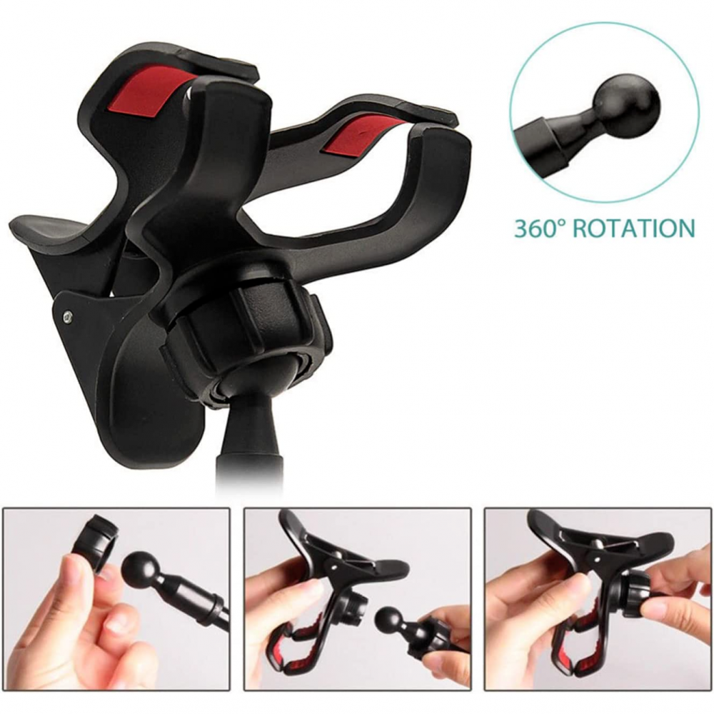 Suport pentru telefon, flexibil pana la 360 grade, prindere pentru masa sau birou, Negru [4]