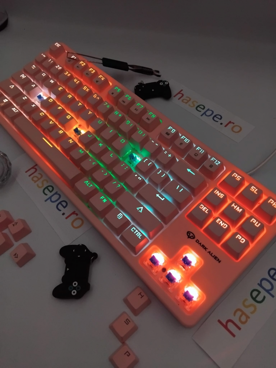 Tastatura Mecanica pentru Gaming, Dark Alien K870, Iluminare RGB, USB Type C [6]