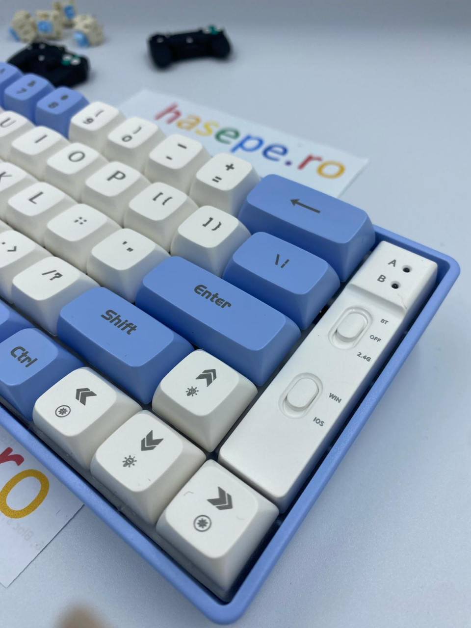 Tastatura Mecanica pentru Gaming, Langtu GK65 Blue Edition, Iluminare RGB, Baterie incorporata , Autonomie pana la 10 ore, 3 moduri de conectare Wireless 2,4g, Bluetooth 5,1 si USB [3]