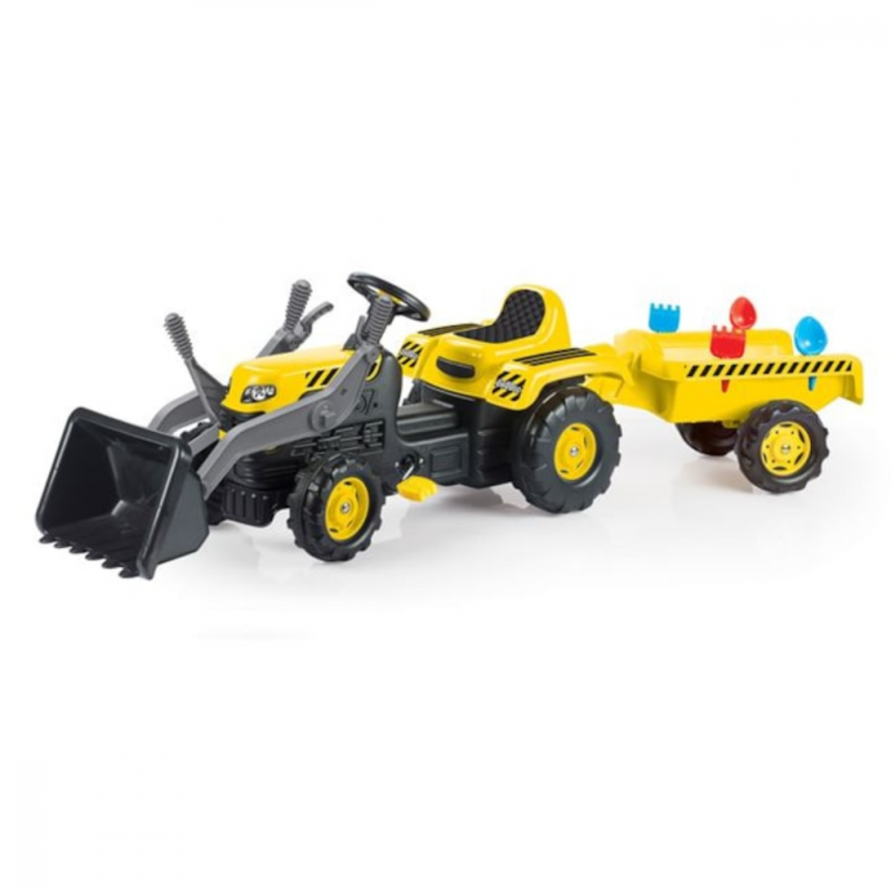 Tractor cu Pedale pentru copii HASEPE, Excavator si Remorca, Accesorii incluse 171 x 45 x 52cm [4]