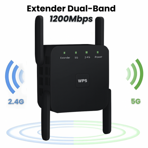 Range Extender WiFi HASEPE, Amplificator Wireless 1200 m², Suporta 80 Dispozitive, 4 Antene Puternice, Port Ethernet, Semnal Stabil, Instalare WPS Rapida, Compatibil Universal [1]