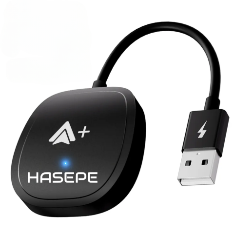 Accesorii electronice auto - Modulator Android Auto Wireless HASEPE, USB/USB-C, Reconectare Automata, Streaming Netflix, YouTube, TikTok, Navigatie, Muzica, Apeluri, Negru