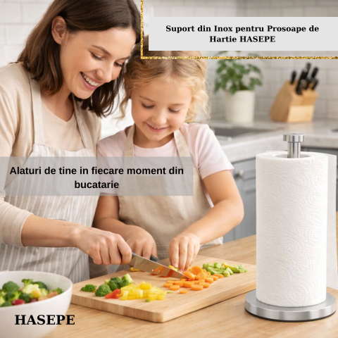 Suport pentru prosoape de hartie HASEPE, Organizator role, Cu baza STABILA, Capacitate buna de incarcare, Rezistent si durabil, Usor de instalat si utilizat, Pentru bucatarie, Baie, Birou, Inox, 33 X  [6]