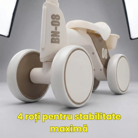 Bicicleta Echilibru HASEPE 4 Roti Pentru Copii 18-36 Luni, Bicicleta Fara Pedale Cu Lumini Si Sunete, Bicicleta Copii Stabilitate Sporita, Cadru Rezistent, Roti Largi Antiderapante, Bicicleta Echilibr [2]