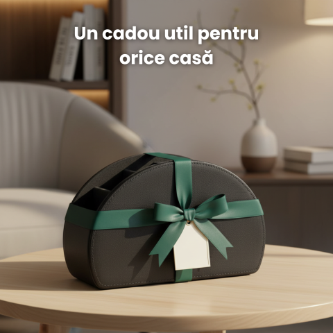 Suport Telecomenzi HASEPE Cu 5 Compartimente Din Piele Ecologica PU, Organizator Telecomenzi Pentru TV Si Media Player, Suport Telecomanda Pentru Ochelari, Telefon Sau Pixuri, Design Elegant Cu Textur [7]