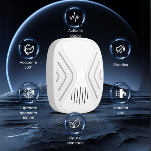 Aparat Repelent Ultrasunete si Electromagnetic HASEPE, Anti Rozatoare, Gandaci si Tantari, Protectie 360°, Nivele Reglabile, Fara Chimicale, Sigur pentru Copii si Animale, Alb [3]