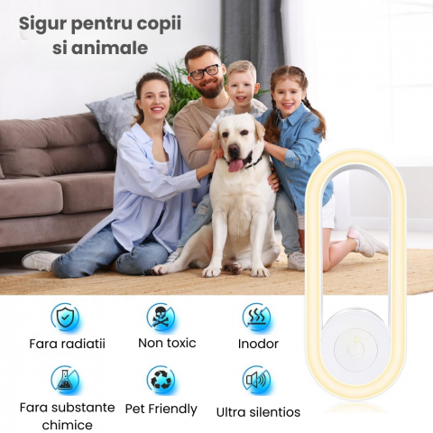 Aparat Ultrasonic Anti-Insecte si Rozatoare HASEPE, Anti Gandaci si Tantari, 120mp, Frecventa 20-65kHz, 2 Moduri Functionare, Lumina de Noapte, Silentios, Sigur Copii/Animale [1]