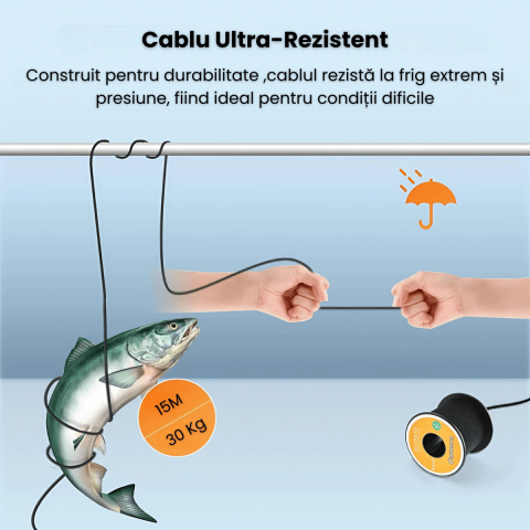 Camera Subacvatica Pescuit HASEPE, 1000TVL HD, Ecran 7", 12 LED + 12 IR, Baterie 4500mAh, Cablu 30m, Cutie Aluminiu, Pescuit la Copca, Lac, Barca [2]