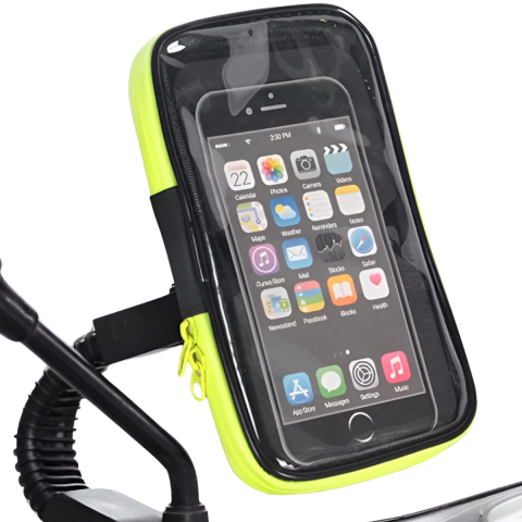 Accesorii Moto - Suport Telefon Motocicleta HASEPE, Borseta Impermeabila cu Rotire 360°, Montare pe Oglinda Retro, Fermoar Etans, Compatibil Telefoane Pana la 6,7", Verde/Negru