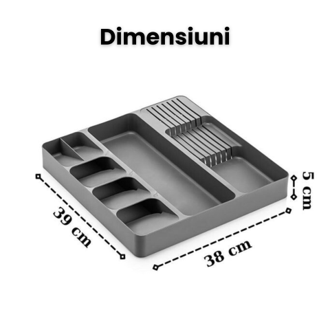 Organizator tacamuri sertar HASEPE, 8 compartimente, design compact si spatios, suport pentru linguri, furculite, cutite si ustensile de bucatarie [7]