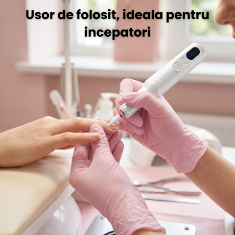 Freza Unghii HASEPE Pro Portabila, Freza De Unghii Cu Acumulator, 18000 RPM, 2 Directii Rotatie, Design Ergonomic, Statia De Incarcare, Accesorii Incluse, Freza Unghii Pentru Manichiura Si Pedichiura, [1]