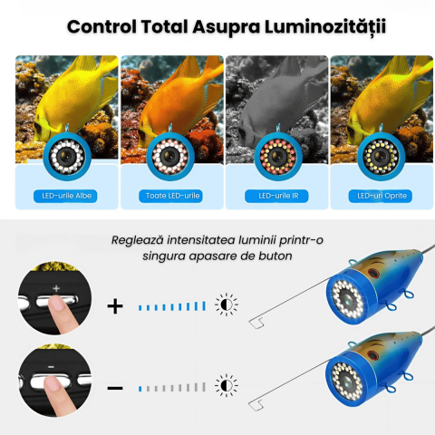 Camera Subacvatica Pescuit HASEPE, 1000TVL HD, Ecran 7", 12 LED + 12 IR, Baterie 4500mAh, Cablu 30m, Cutie Aluminiu, Pescuit la Copca, Lac, Barca [4]