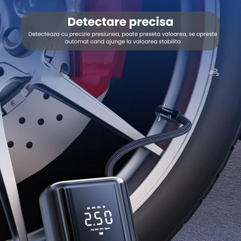 Pompa de Aer Portabila Electrica, Compresor Auto Multifunctional Fara Fir, Afisaj Digital LCD, Oprire Automata, USB Reincarcabil, Umflare Rapida 150 PSI, Anvelope Auto, Biciclete, Motociclete, LED, Ne [2]