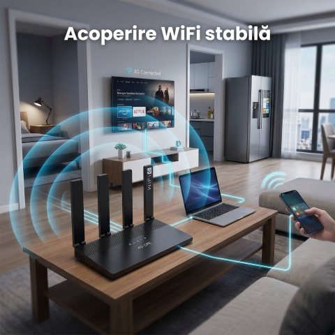 Router Wireless HASEPE 4G LTE WiFi6 Cu Slot SIM, Router Wireless LTE CAT4 150Mbps, Router Wireless Cu Baterie Integrata 5000mAh Pentru Internet Oriunde, Router Wireless Pentru Casa Birou Calatorii, Wi [4]