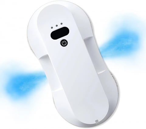 Aspiratoare - Robot Curatat Geamuri HASEPE, Aspirare Puternica 5800Pa, Pulverizare Automata 50ml, 3 Moduri Auto, Telecomanda, Lavete Microfibra, Sigur pe Geamuri Inalte, Alb