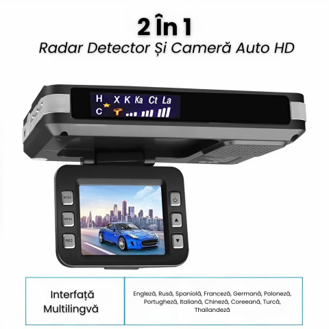 Detector Radar si Camera Auto DVR HASEPE 2 in 1, Full HD, Night Vision, G-Senzor, Inregistrare Bucla, Unghi 170°, Ecran 2.0” LCD, Avertizare Radar [2]