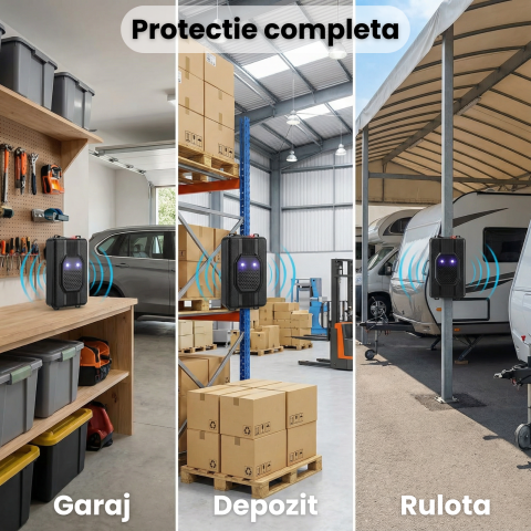 Aparat Anti Rozatoare Auto HASEPE Cu Ultrasunete Si Lumini, Aparat Anti Rozatoare Autovehicule Pentru Jderi Si Nevăstuici, Aparat Impotriva Rozatoarelor Auto Pentru Compartiment Motor, Carcasa ABS, Al [6]