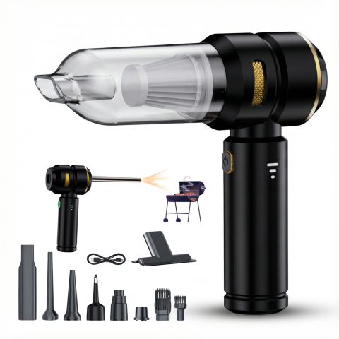 Aspiratoare auto - Aspirator Auto HASEPE, Portabil De Mana 4 In 1, Aspirator Auto Cu Acumulator 6000 mAh, Putere 100W, 3 Viteze, Filtru HEPA, Functie Suflanta Si Aspirare, Aspirator Auto Pentru Masina Si Uz Casnic