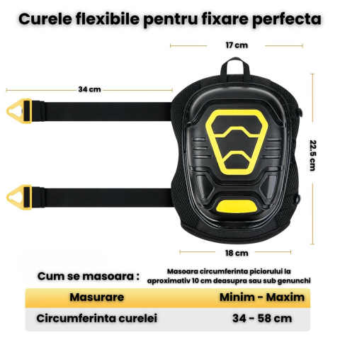Genunchiere Protectie HASEPE Profesionale Cu Gel, Genunchiere Constructii Rezistente Pentru Lucru Intens, Genunchiere Lucru Ergonomice Cu Spuma EVA, Curele Reg labile, Anti Alunecare, Protectie Genunc [3]