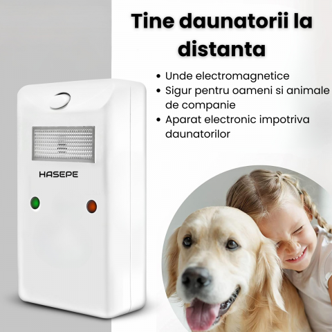 Aparat Antidaunatori HASEPE, Contra Rozatoarelor si Insectelor, Silentios, Plug-in cu Priza, Tehnologie Electromagnetica, Lumina de Veghe, Fara Substante Toxice, Alb [6]