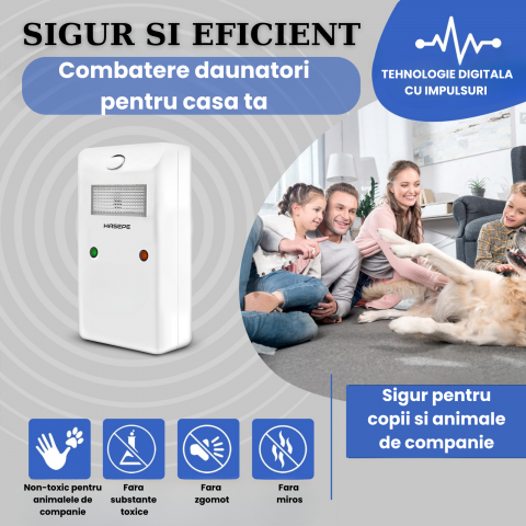 Aparat Antidaunatori HASEPE, Contra Rozatoarelor si Insectelor, Silentios, Plug-in cu Priza, Tehnologie Electromagnetica, Lumina de Veghe, Fara Substante Toxice, Alb [3]