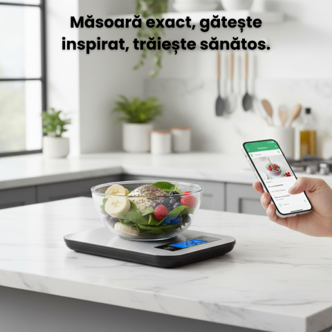 Cantar electronic de bucatarie HASEPE, capacitate 5 kg, afisaj LCD, suprafata din inox, masurare precisa in g/kg/oz/ml, oprire automata si functie tara [7]