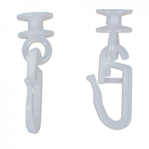Set 50 Carlige Perdea 2 în 1, Compatibile cu Sine Plate, Plastic Rezistent, Culoare Alb [3]