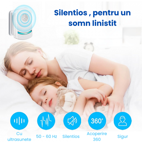 Aparat Impotriva Insectelor si Rozatoarelor HASEPE, Anti Gandaci si Tantari, Control Electronic 12-150Hz, Acoperire 160mp, Protectie 360°, Ecologic, Sigur Copii/Animale, Alb [2]