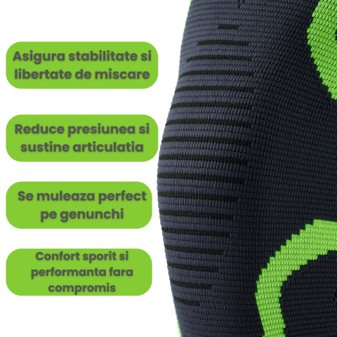 Genunchiera One Size Unisex HASEPE, elastica compresiva pentru sustinere menisc si artrita, ameliorare durere si recuperare, suport stanga/dreapta, material respirabil, genunchiera sport pentru protec [2]