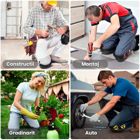 Genunchiere Protectie HASEPE Profesionale Cu Gel, Genunchiere Constructii Rezistente Pentru Lucru Intens, Genunchiere Lucru Ergonomice Cu Spuma EVA, Curele Reg labile, Anti Alunecare, Protectie Genunc [6]