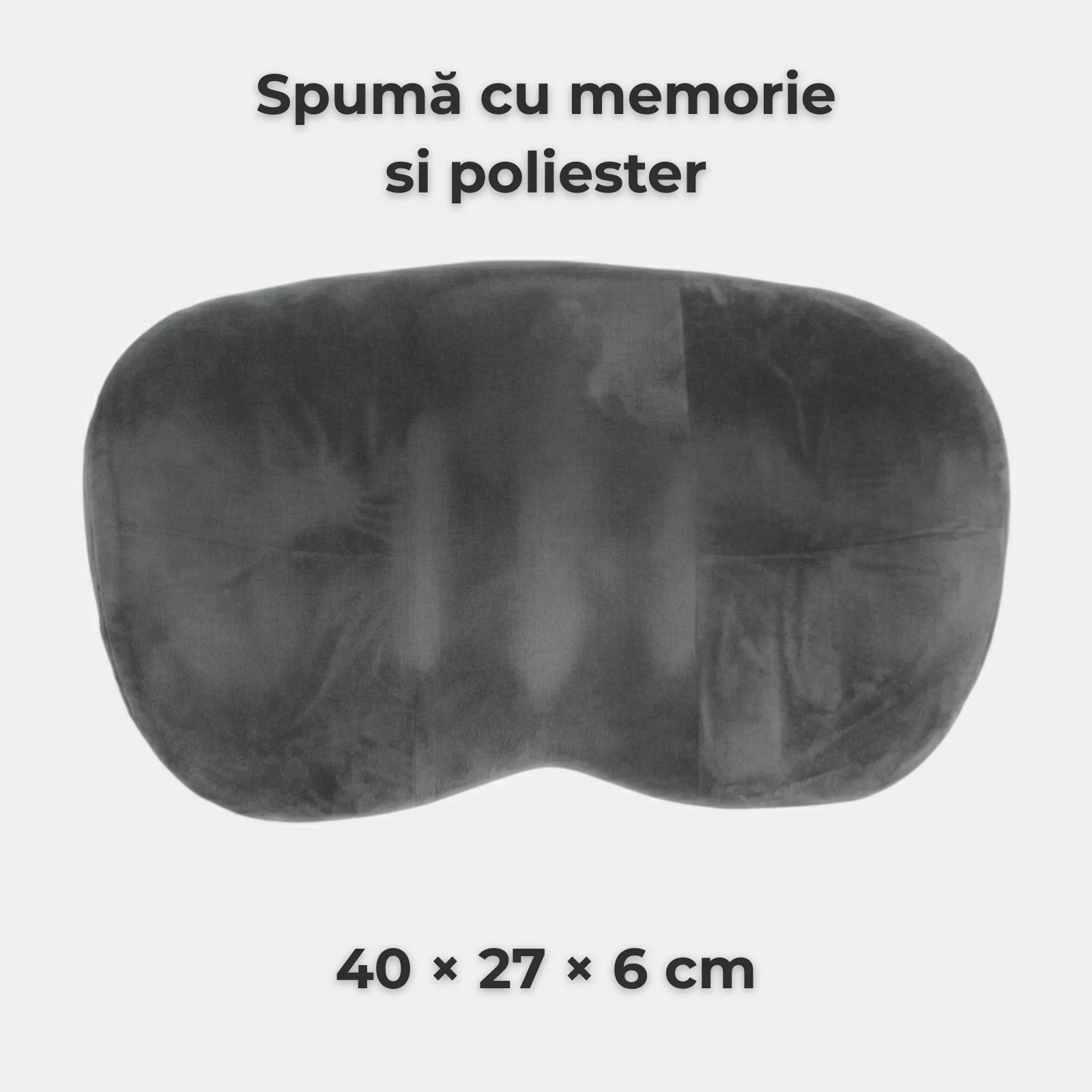 Perna Lombara HASEPE, Ergonomica Din Spuma Cu Memorie, Perna Suport Lombar Pentru Birou Si Auto, Suport Lombar Cu Husa Catifelata Gri, Curele Elastice Cu Clips, Perna Lombara 40x27x6 Cm Pentru Scaun [5]