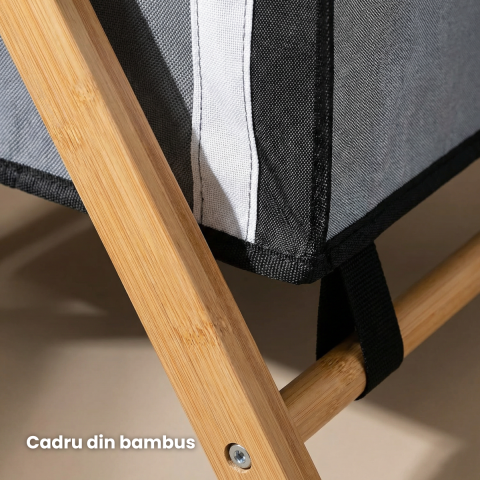 Cos Rufe HASEPE Triplu, Cu Cadru Din Bambus, Cos Rufe Cu 3 Compartimente Pentru Sortare Haine, Cos Rufe Pliabil Cu Material Rezistent, Tricolor, Organizare Eficienta Spatiu, Dimensiuni 72.5 x 40 x 74 [3]