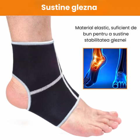 Glezniera Neopren HASEPE pentru copii, Orteza Glezna cu Compresie, Suport pentru Dureri si Inflamatii, Marime Unica, Unisex, Negru [4]