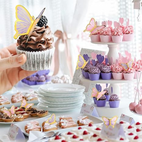 Decoratiuni Tort Happy Birthday Home Sweet Paradise, Set 22 Piese Fluturasi Acrilic si Hartie, Reutilizabile, pentru Aniversari, Baby Shower, Multicolor [1]