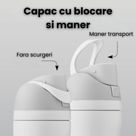 Cana Termos HASEPE, 710 Ml Din Otel Inoxidabil, Cana Termos Cu Gura Dubla, Termos Apa Cu Pereti Dubli Pentru Bauturi Reci, Termos Cu Pai Reutilizabil, Capac Cu Buton Anti-Scurgere, Compatibila Suport  [2]