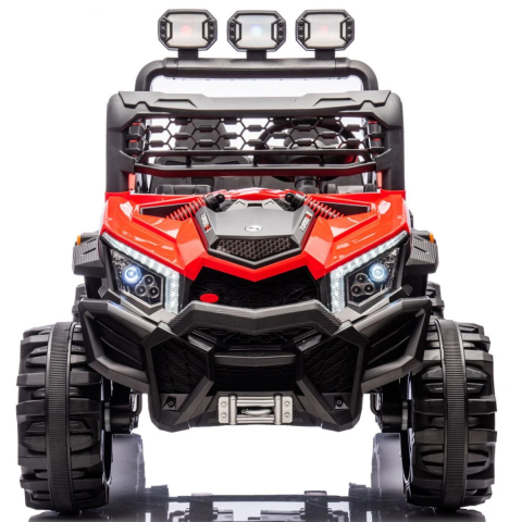 Jucarii, Copii & Bebe - Masinuta Electrica Off Road 12V cu 3 Faruri HASEPE, Telecomanda pentru Parinti, Anvelope Mari – 4 Motoare, MP3/USB, 2-3 km/h