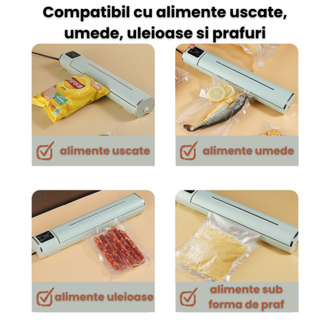 Aparat de vidat si sigilat alimente HASEPE, 90W, pentru alimente, 4 functii vidare uscat/umed/sigilare/local, sigilare rapida si etansa, compatibil cu pungi de vidat [3]