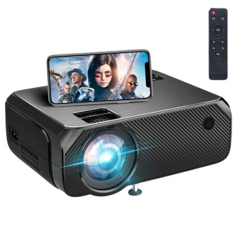 Videoproiectoare - Videoproiector portabil HASEPE, WiFi Mirroring Android/iOS/Windows/MacBook, Rezolutie HD 720P, 3900 LUX, HDMI, USB, SD, VGA, AV, difuzor integrat, ideal pentru acasa si exterior