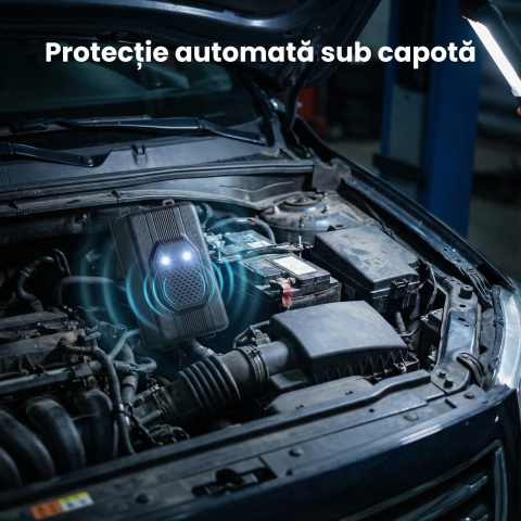 Aparat Anti Rozatoare Auto HASEPE Cu Ultrasunete Si Lumini, Aparat Anti Rozatoare Autovehicule Pentru Jderi Si Nevăstuici, Aparat Impotriva Rozatoarelor Auto Pentru Compartiment Motor, Carcasa ABS, Al [1]