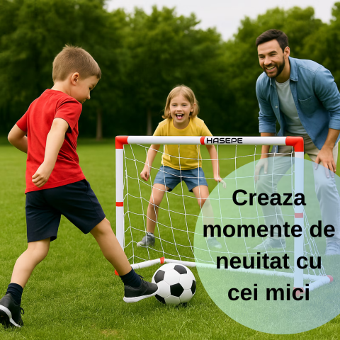 Set 2 porti fotbal HASEPE cu minge si pompa cu ac, Plasa ranforsata si carlige fixare, Porti fotbal portabile copii si adulti, Mini porti fotbal pentru antrenament, joc, curte, parc sau interior, Acce [4]